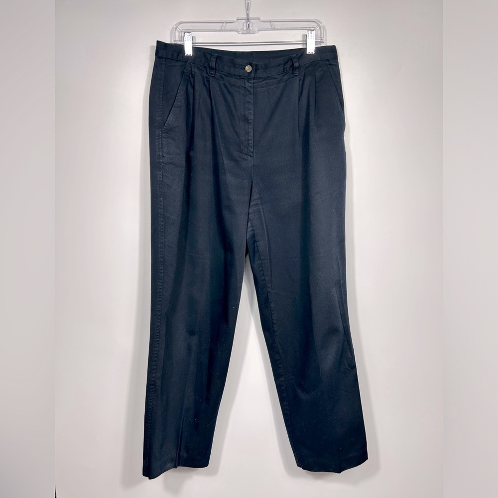 Lauren Ralph Lauren Vintage Basic Pleated Cotton Chino Dress Pants 14W Navy